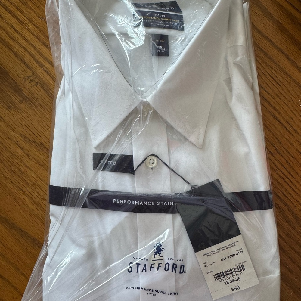 Stafford White Dress Shirt Crisp Cotton Formal